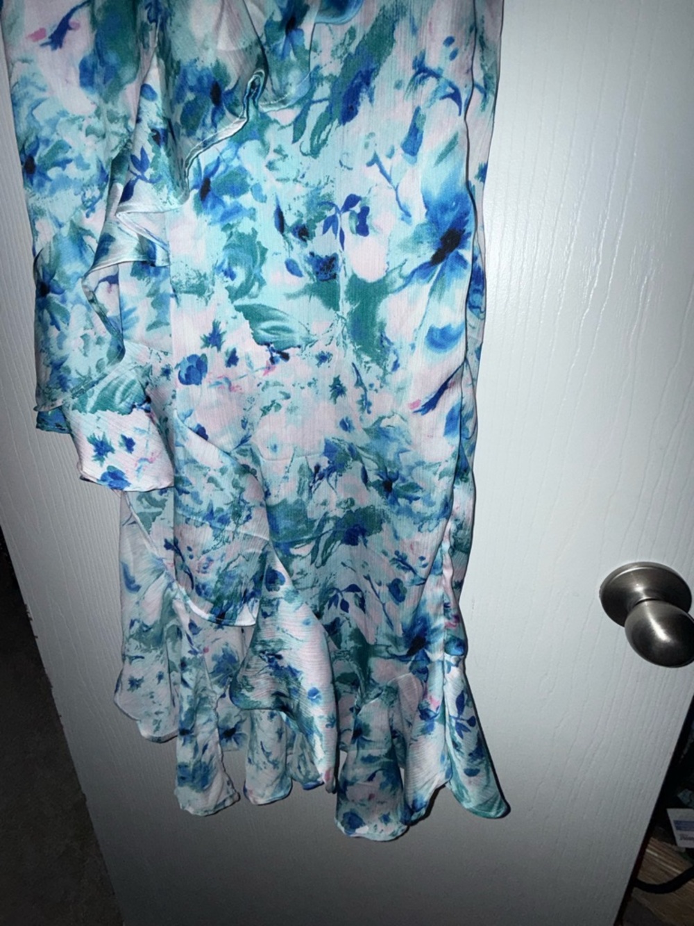 Japna Blue & Green Floral Ruffle Maxi Dress - Picture 3 of 5